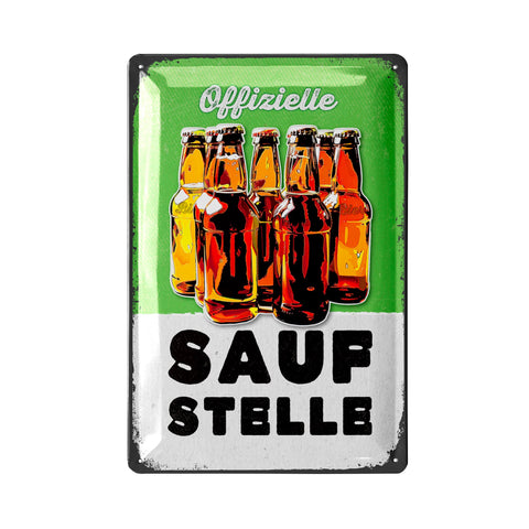 LANOLU Retro Blechschild Saufstelle 20x30cm