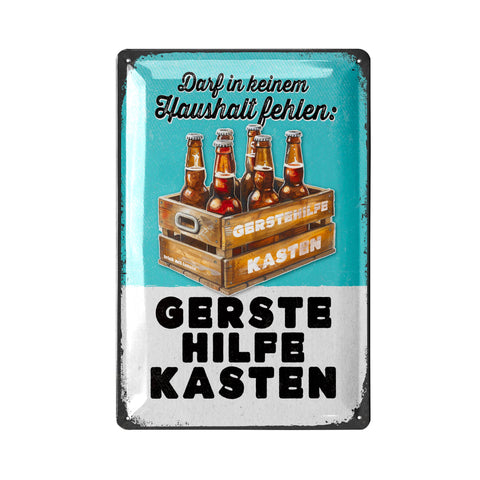 LANOLU Retro Blechschild Gerstehilfe Kasten 20x30cm