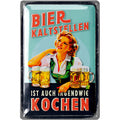 LANOLU Retro Blechschild Bier kaltstellen ist auch kochen 20x30cm