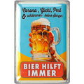 LANOLU Retro Blechschild Corona Gicht und schlimmer Bier hilft immer 20x30cm