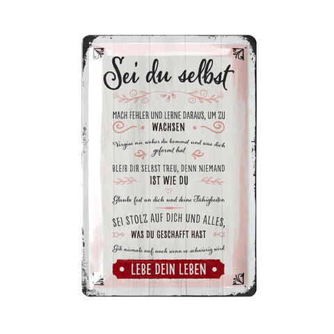 LANOLU Blechschild Sei du selbst 20x30cm