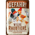 LANOLU Blechschild Wilde Raubtiere Huhn 20x30cm