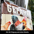 LANOLU Blechschild Wilde Raubtiere Huhn 20x30cm