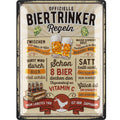 LANOLU Retro Blechschild Biertrinker Regeln 30x40cm