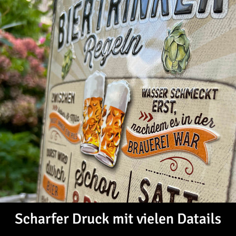 LANOLU Retro Blechschild Biertrinker Regeln 30x40cm