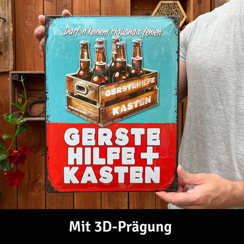 LANOLU Retro Blechschild Gerstehilfe Kasten 30x40cm