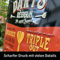 LANOLU Blechschild DARTS-Regeln 30x40cm