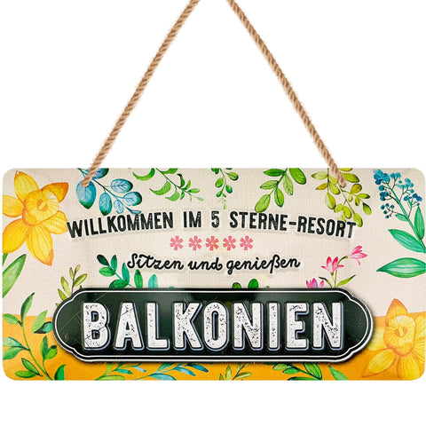 Blechschild Balkonien 5 Sterne