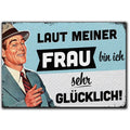 LANOLU Fotomagnet Laut meiner Frau glücklich - 8x5,5 cm