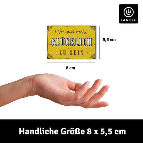 LANOLU Fotomagnet Vergiss nicht, glücklich - 8x5,5 cm