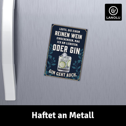 LANOLU Fotomagnet Reinen Wein oder Gin - 8x5,5 cm