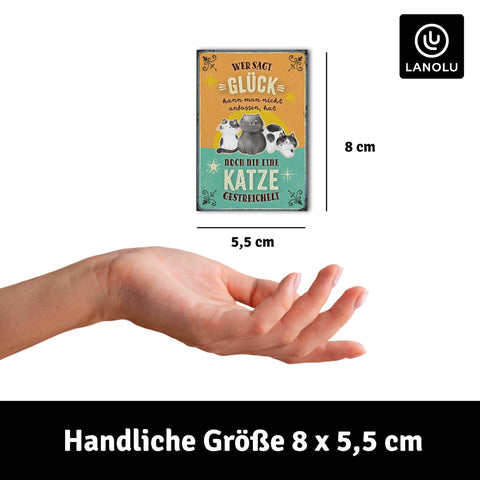 LANOLU Fotomagnet Glück, Katze - 8x5,5 cm