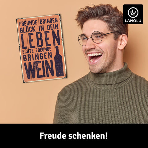 LANOLU Fotomagnet Wein bringen Freunde - 8x5,5 cm
