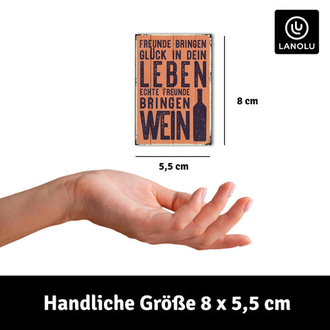 LANOLU Fotomagnet Wein bringen Freunde - 8x5,5 cm