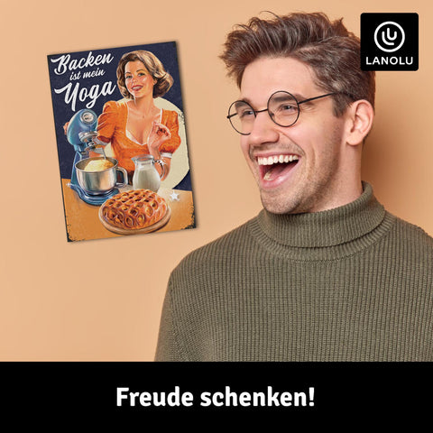 LANOLU Fotomagnet Backen ist mein Yoga - 8x5,5 cm