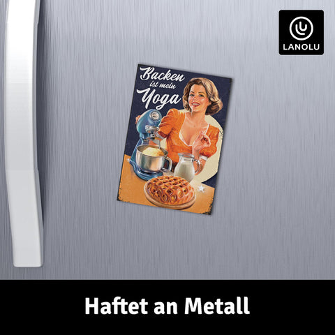 LANOLU Fotomagnet Backen ist mein Yoga - 8x5,5 cm