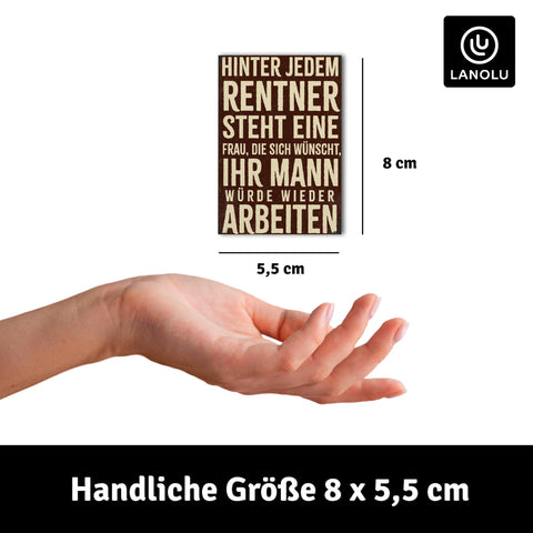 LANOLU Fotomagnet Rentner Frau arbeiten - 8x5,5 cm