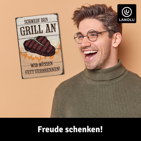 LANOLU Fotomagnet Grill an Fett verbrennen - 8x5,5 cm