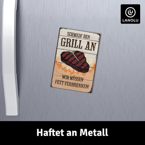 LANOLU Fotomagnet Grill an Fett verbrennen - 8x5,5 cm