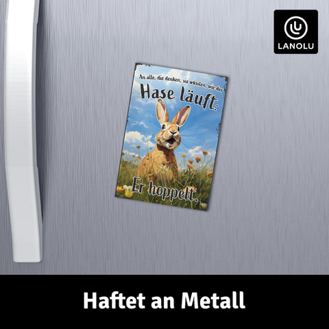 LANOLU Fotomagnet "Der Hase hoppelt" - 8 x 5,5 cm