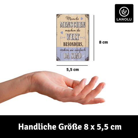 LANOLU Fotomagnet "Menschen die Welt besonders machen" - 8 x 5,5 cm