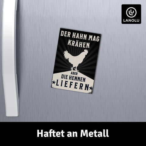 LANOLU Fotomagnet "Der Hahn mag krähen" - 8 x 5,5 cm