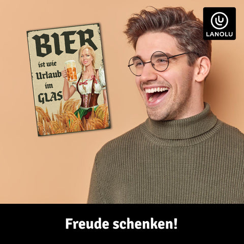 LANOLU Fotomagnet "Bier ist wie Urlaub im Glas" - 8 x 5,5 cm