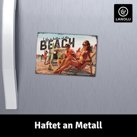 LANOLU Fotomagnet "Life is better at the Beach" - 8 x 5,5 cm