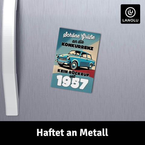 LANOLU Fotomagnet Trabant- kein Rückruf seit 1957 - 8 x 5,5 cm