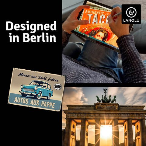 LANOLU Fotomagnet Trabant- Männer aus Stahl fahren Autos aus Pappe - 8 x 5,5 cm
