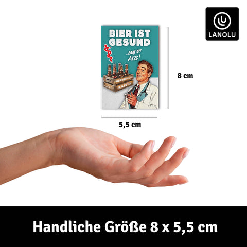 LANOLU Fotomagnet Bier ist gesund sagt der Arzt - 8 x 5,5 cm