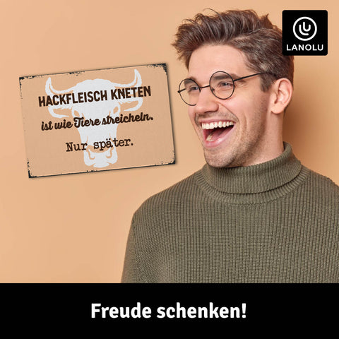 LANOLU Fotomagnet Hackfleisch kneten ist wie Tiere streicheln. Nur später 8 x 5,5