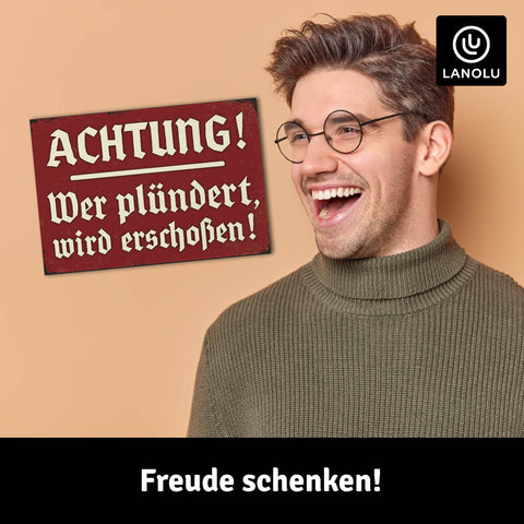 LANOLU Fotomagnet Achtung Wer plündert wird erschossen! 8 x 5,5 cm