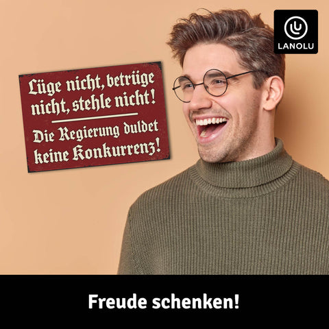 LANOLU Fotomagnet Lüge nicht betrüge nicht, die Regierung duldet keine Konkurrenz 8 x 5,5 cm