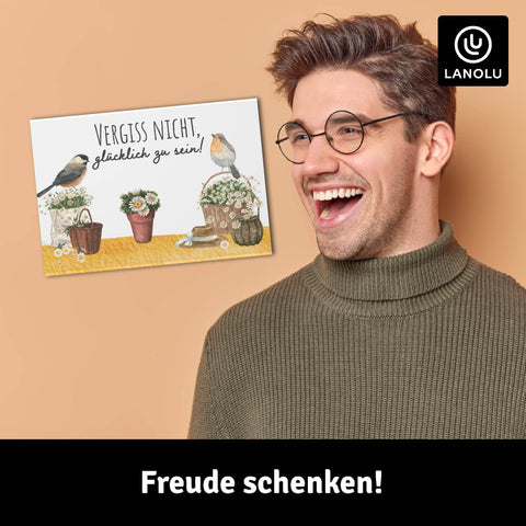 LANOLU Fotomagnet Vergiss nicht glücklich zu sein 8 x 5,5 cm