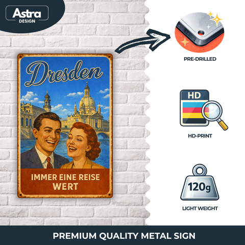 Blechschild 20x30cm – Dresden Immer eine Reise wert