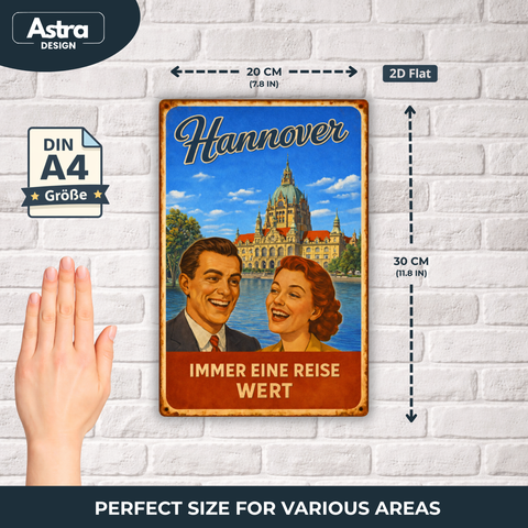 Blechschild 20x30cm – Hannover Immer eine Reise wert