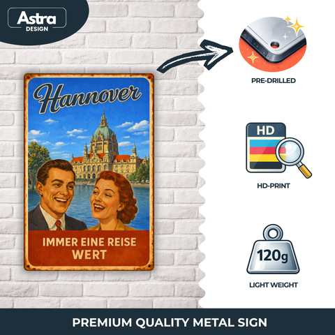 Blechschild 20x30cm – Hannover Immer eine Reise wert