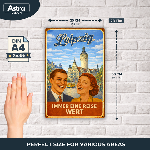 Blechschild 20x30cm – Leipzig Immer eine Reise wert