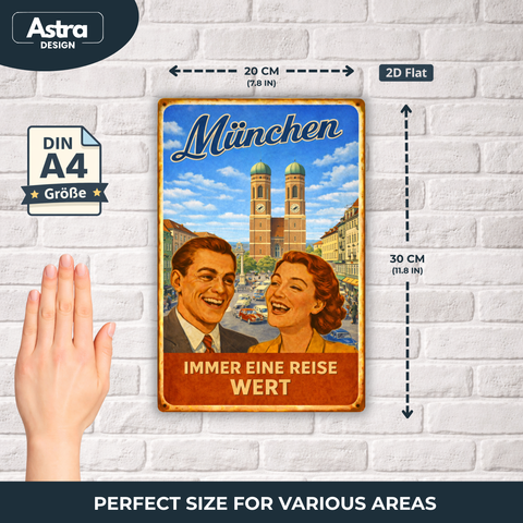 Blechschild 20x30cm – München Immer eine Reise wert