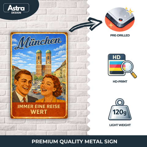 Blechschild 20x30cm – München Immer eine Reise wert
