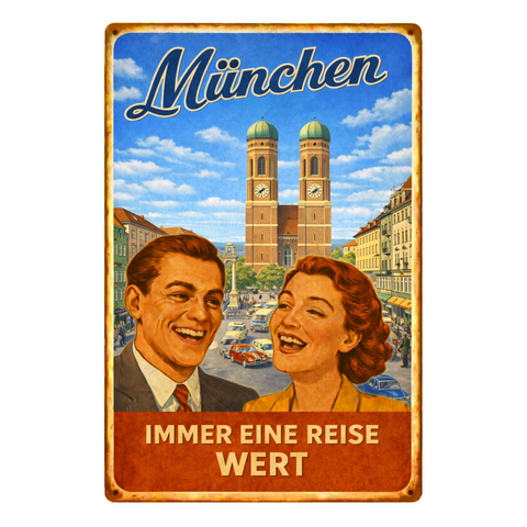 Blechschild 20x30cm – München Immer eine Reise wert