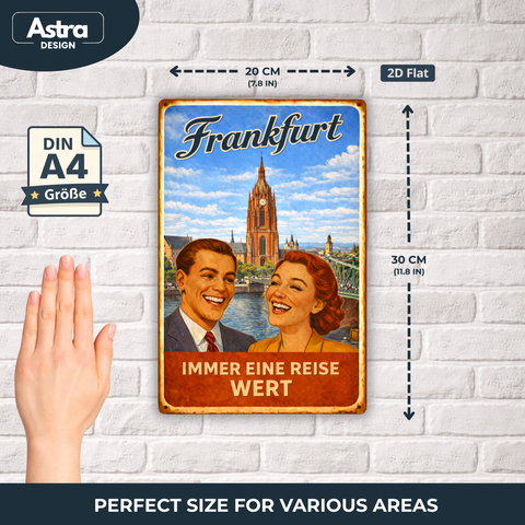 Blechschild 20x30cm – Frankfurt Immer eine Reise wert