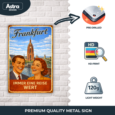 Blechschild 20x30cm – Frankfurt Immer eine Reise wert