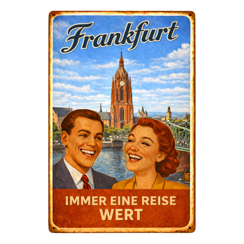 Blechschild 20x30cm – Frankfurt Immer eine Reise wert