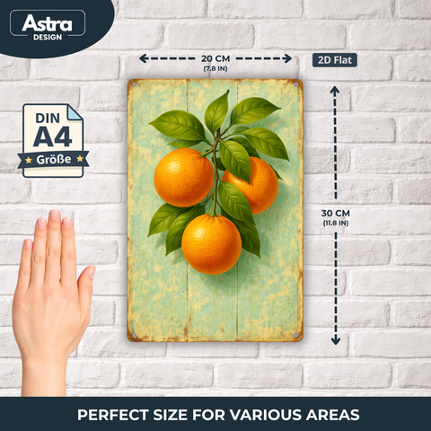 Blechschild 20x30cm – Orangen Zweig Vintage Motiv