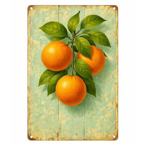 Blechschild 20x30cm – Orangen Zweig Vintage Motiv