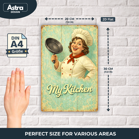 Blechschild 20x30cm – My Kitchen Köchin Retro Motiv