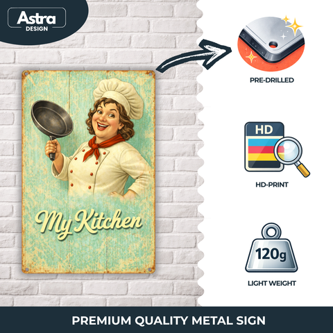 Blechschild 20x30cm – My Kitchen Köchin Retro Motiv