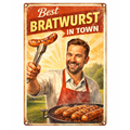 Blechschild 20x30cm – Best Bratwurst in Town Retro Motiv